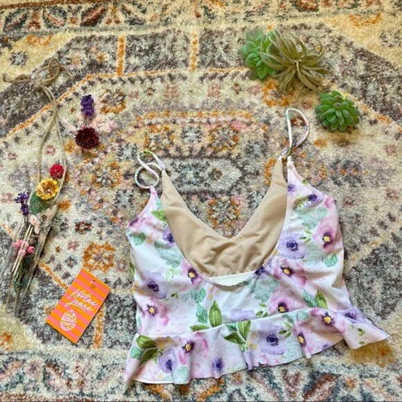 Kortni Jeane Celeste Floral Scoop Back Swim Top: NEW With Tags! Medium - Picture 3 of 11